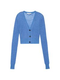 Women's Mohair-Blend Cropped Cardigan - Cornflower Blue - Size XL