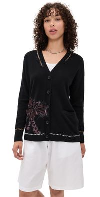 Las Sureñas Snow Leopard Cardigan Black XS