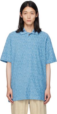 Versace Blue Allover Polo