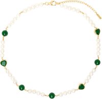 VEERT White & Gold Onyx Freshwater Pearl Necklace