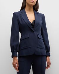 Tabitha Frill-Cuff Crepe Jacket with Cargo Pockets