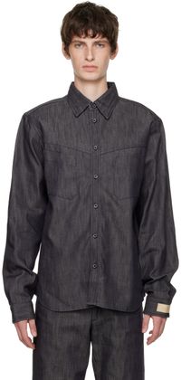 rito structure Indigo Angled Pocket Shirt