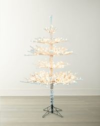 Flocked Twig Pre-Lit LED Pine Christmas Tree, 5'