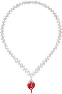 Ottolinger SSENSE Exclusive Silver & Red Diamond Dip Necklace