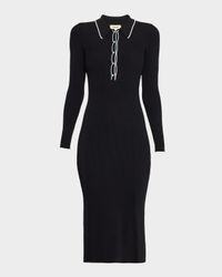Yaretzi Ribbed Long-Sleeve Midi Dress