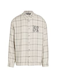 Men's Logo Checked Button-Front Shirt - Beige - Size 44