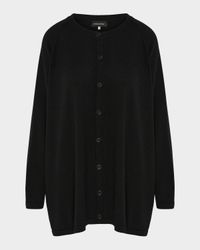 Cashmere Raglan-Sleeve Round-Neck Cardigan (Long Length)