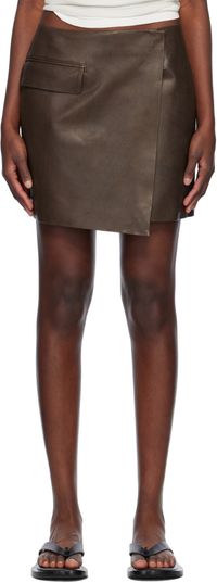 AURALEE Brown Lamb Leather Miniskirt