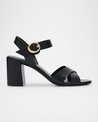 Benni Leather Crisscross Ankle-Strap Sandals