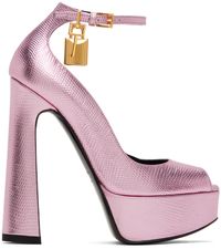 TOM FORD Pink Lizard Padlock Pumps