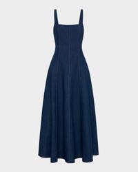 Athena Square-Neck Cotton Denim Maxi Dress