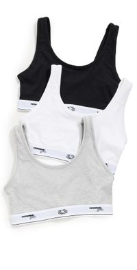 HOMMEGIRLS Homme Girls X Fruit of the Loom Classic Sports Bra 3-Pack Black/Heather Grey/White L