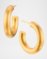 Brushed Gold Huggie Hoop Earrings