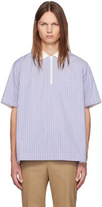 sacai Polo bleu à demi-glissière
