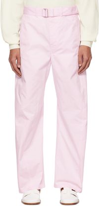 LEMAIRE Pink Belted Twisted Trousers