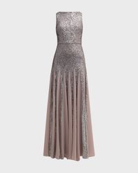 Sleeveless Sequin Godet Gown