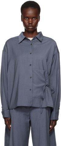 Deiji Studios Chemise bleu marine en laine à poche