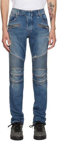 Balmain Blue Biker Jeans