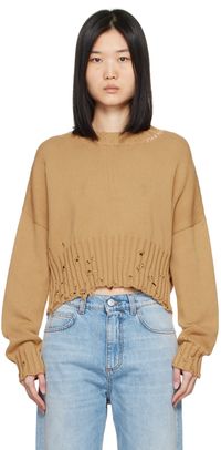 Marni Pull brun clair à effet usé