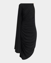 Frog Draped Matte Viscose Jersey Cape Dress