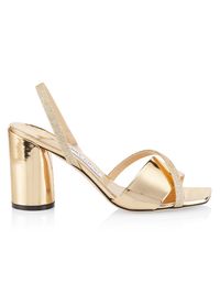 Women's Plum 85MM Metallic Leather & Glitter Slingback Sandals - Gold - Size 7.5
