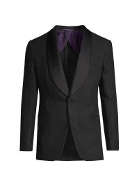 Men's Linen One-Button Tuxedo Jacket - Black - Size 48