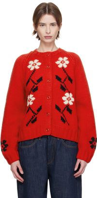 YMC Red Atomic Flower Cardigan