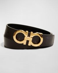 Men's Reversible Double-Gancini Leather Belt