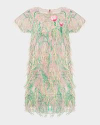 Girl's Rainbow Tassel Short-Sleeve Dress, Size 3T-12