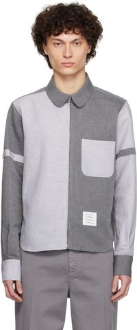 Thom Browne Gray Round Hem RC Zip Up Shirt
