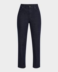Cropped Straight-Leg Stretch Denim Pants