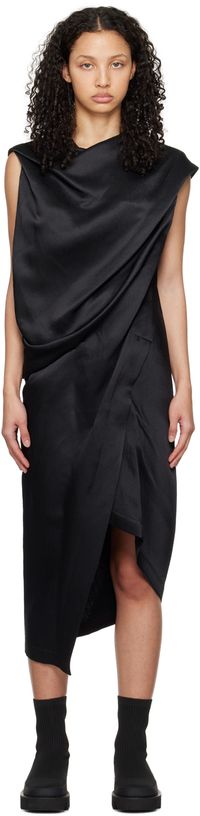 ISSEY MIYAKE Black Enveloping Midi Dress