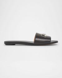 Leather Cross-Bar Slide Sandals