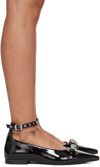 GANNI Black Eyelet Jewel Ballerina Flats