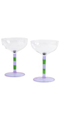 FAZEEK Striped Coupe Glasses Lilac/Green One Size