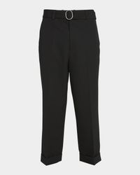Men's Belted Straight-Leg Cuffed Trousers