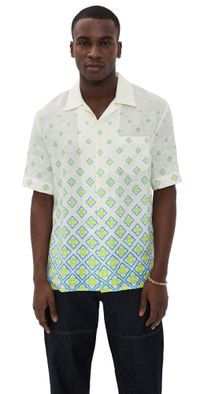 Casablanca Degrade Monogram Short Sleeve Linen Shirt Multi XL