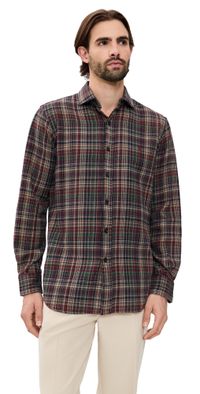 Polo Ralph Lauren Plaid Brushed Flannel Sport Shirt Wine Khaki Multi M