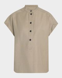 Elody Cap-Sleeve Silk-Wool Shirt