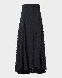 3D Polka-Dot Techno Georgette Belted Midi Boho Skirt