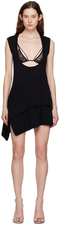 Marques Almeida Black Plunging Neck Minidress