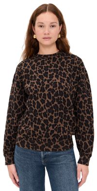 Clare V. Oversized Double Jag Sweatshirt Chocolate S