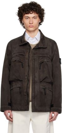 Stone Island Brown Raso Gommato 3L Laser Camo Jacket