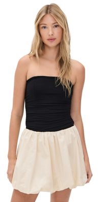 Moon River Strapless Two Tone Bubble Midi Dress Black S