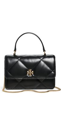 Tory Burch Kira Diamond Quilt Mini Top Handle Chain Crossbody Bag Black One Size