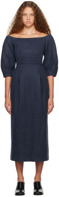 Gabriela Hearst Navy Majano Midi Dress