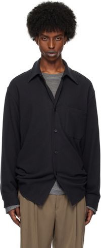 AURALEE Chemise noire en flanelle brossée de laine superfine
