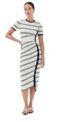 SIMKHAI Shanna Midi Dress White Multi Stripe XS