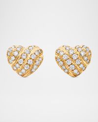Heart Stud Earrings in 18K Gold with Diamonds