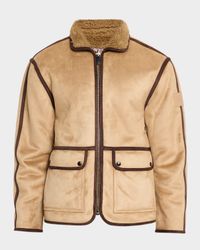 Men's Faux Shearling Full-Zip Jacket with Sleeve Label